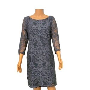 H&M Gray, Lace, Knee length 3/4 Sleeve Dress, Size Medium